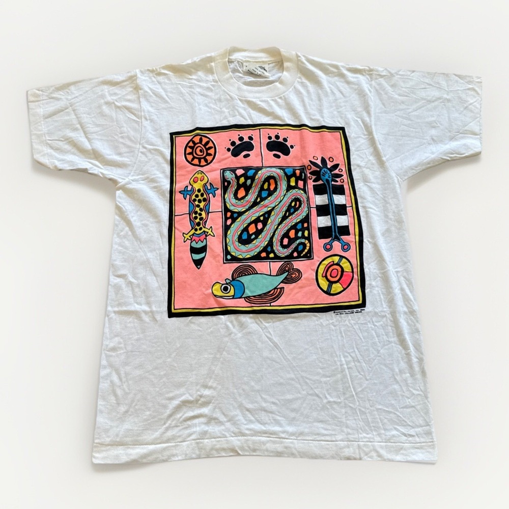 Vintage Shirt Mens L‎  Native American Art 90s 80s Village Mews Snake Nature